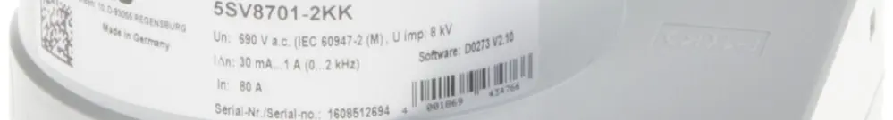 Trasformatore corrente cumulata Siemens SENTRON 0.01…10A tipoB, Ø35mm, schermata 