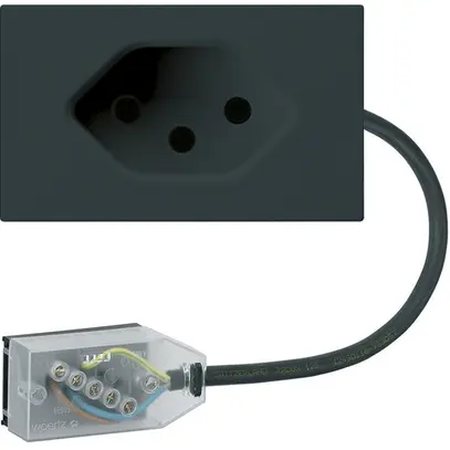 Prise INC 1×type 13 Hager FLF pour câble plat Technofil L3 noir 