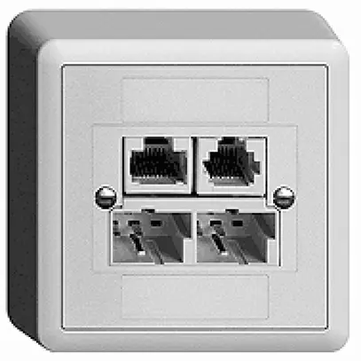 Presa AP 2×TT/RJ45/RJ11/u ADSL ITplus EDIZIOdue bianco 