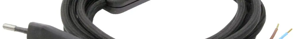 Zuleitung Textilkabel Roesch mit Schnurschalter und Stecker Typ 26 schwarz 