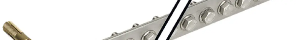 Potenzialausgleichsschiene Flury PA 20, Inox A2, 1-reihig, 270×30×6mm, 10×M6 