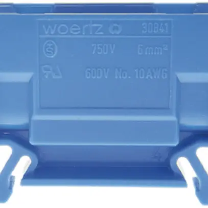 Morsetto di derivazione Woertz Ex 4…10mm² 57A 750V vite 2×1 guida DIN 35mm bl 