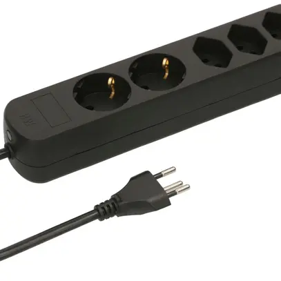 Prise multiple MH Basic-Line 3×T13/2×Schuko 3×1mm² 1.5m noir 