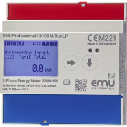 Compteur d'énergie AMD EMU Professional II 3×100A direct MID/LP S0 M-Bus 