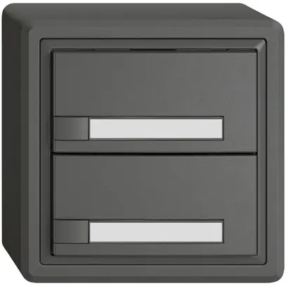 Poussoir universel AP EDIZIO.liv UNI SNAPFIX® 12…48V s.LED 2× comm.1T étiqu.grf 