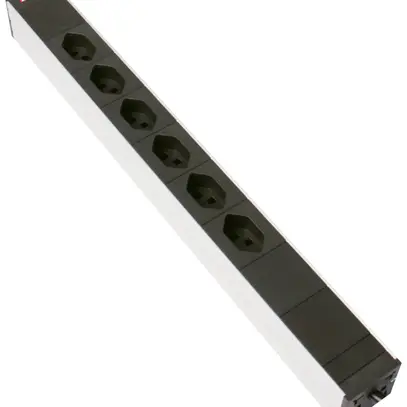Presa multipla 19" 1UA 6×T23, Td3×1.5mm² 3m T23, SPD, nero 