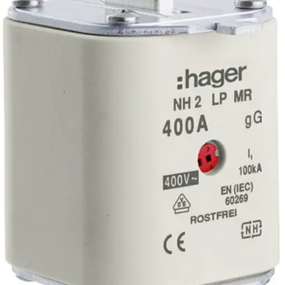 Fusible HPC Hager DIN2 400VAC 400A gG/gL avertisseur central inoxydable 