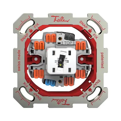 Interrupteur à poussoir lumineux ENC Feller SNAPFIX® 6/1L lent.front.KS jn 