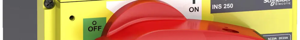 Interuttore di carico Schneider INS 4L 100A con maniglia rotativa rosso/giallo 