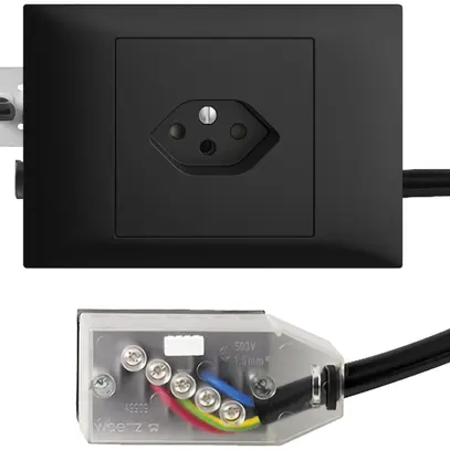 EB-Steckdose EDIZIOdue T13 L1 45…69mm schwarz für Flachkabel Technofil 