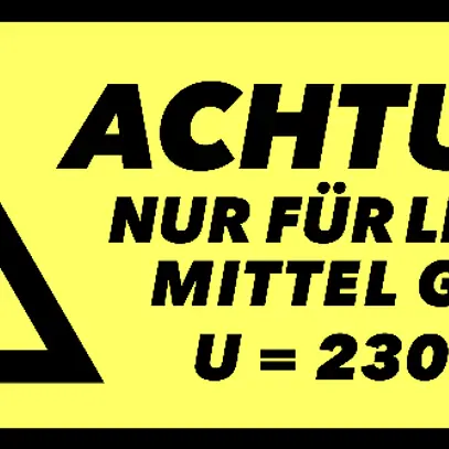 Warnaufkleber "umverdrahtete Leuchte" Gemäss ESTI-Richtlinie 