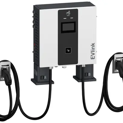 Stazione di carica EVlink Pro 2×CCS2 7m s.gestione cavi 4G ISO15118 IK10 IP55 