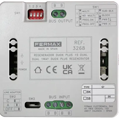Régénérateur de signal INC Fermax DUOX Plus 86×89×26mm 24VDC 