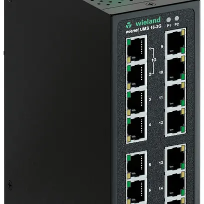 Switch wienet UMS 16-2G, 14-Port Fast Ethernet+2-Port GbE, unmanaged, IP30 