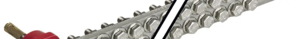 Potenzialausgleichsschiene Flury PA 21, Inox A2, 2-reihig, 325×60×5mm, 16×M8 