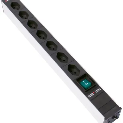 Presa multipla 19" 1UA 7×T13 con interruttore Td3×1mm² 3m nero 