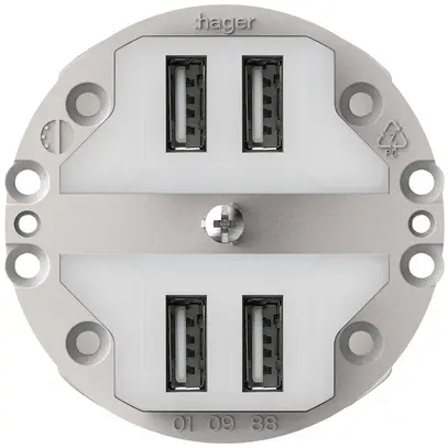 Intérieur pour prise 4×USB Hager montage E 2400mA 