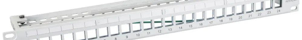 Patchpanel 19" INFRALAN 24-Port Keystone leer geschirmt 1HE, grau 