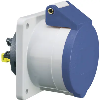Prise INC CEE Bals droite 16A 5P 230V 9h IP44 Ni 75×75mm QC 