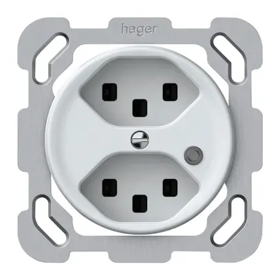 Presa INC origin 2×tipo 23 lum.verde 16A 230V 77×77mm bianco 