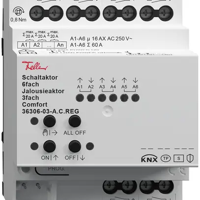 Actionneur de commutation 6×/jalousie 3× AMD Comfort, 4mA, 250V, 16A, 4UM 