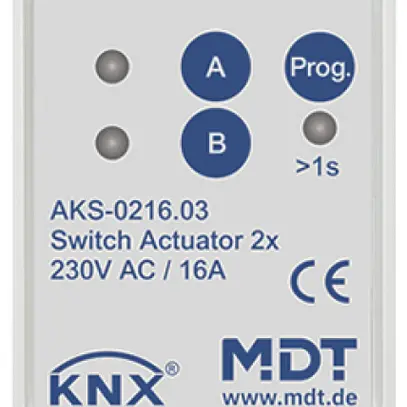 REG-Schaltaktor KNX MDT AKS-0216.03 2-Kan 16A 230VAC 2TE 