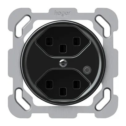 Presa INC origin 2×tipo 23 lum.verde 16A 230V 77×77mm nero 