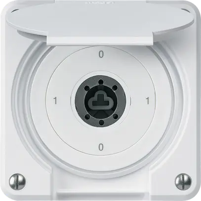 UP-Schlüsselschalter robusto IP55 Klappdeckel ohne Zylinder S0/3P weiss Kombi 