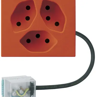 Prise INC 3×type 13 Hager FLF pour câble plat Ecobus power L3 orange 