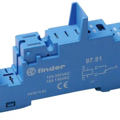 Socle Finder pour relais 46.61 bornes à ressort avec étrier en plastique 