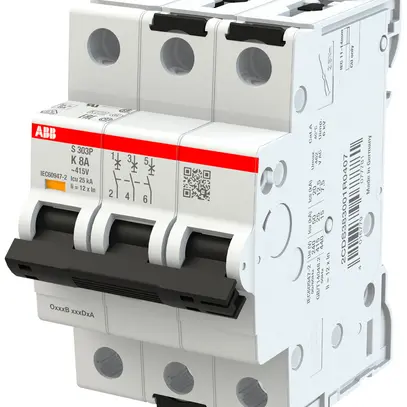 Disgiuntore ABB MCB S300P 3P 415V tipo K 8A Icn 25kA Icu 25kA 3UM 