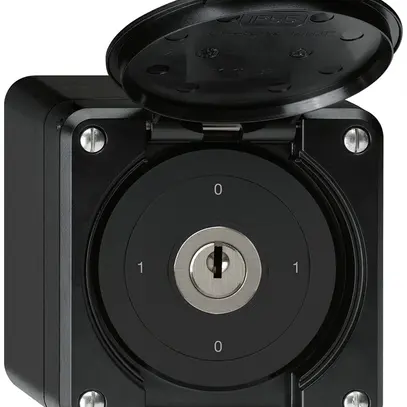 Interrupteur à clé AP robusto IP55 avec clapet S0/3P noir 
