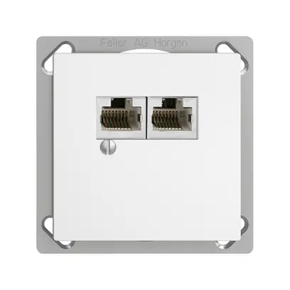 Boîte INC 2×RJ45/s 4P sép.EDIZIOdue gris clair, R&M swissline 