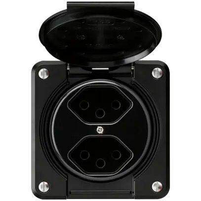 Presa INC robusto 2×tipo 13 nero per combinazione 