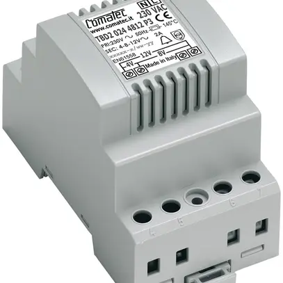 Transformateur de sonnerie AMD Comatec TBD2, IN: 230VAC, OUT: 4…12VAC/24VA, 3UM 