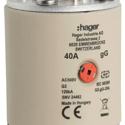 Fusibile HPC Hager SEV G2 500V AC 40A gG indicatore centrale 