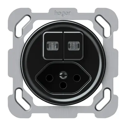 Combinazione INC origin 2×tasti 2×luminoso 2CO+T13 1P 0<1 10A 230V 77×77mm nero 
