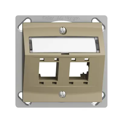 Kit montaggio INC EDIZIOdue, con cappa di uscita obliqua, per 2×RJ45, sand 