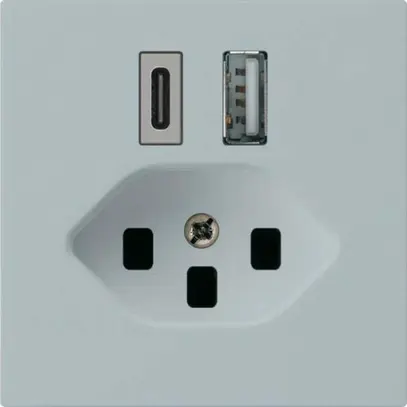 Presa di carica USB kallysto 18W PD 1×tipo A 1×tipo C T23 grigio chiaro 