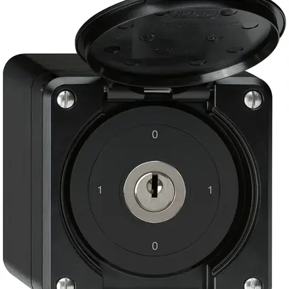 Interrupteur à clé AP robusto IP55 avec clapet S0/1P noir 