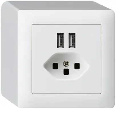 Presa AP 2×USB & T23 kallysto Q 2400mA bianco 