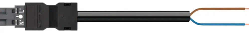 Cavo di raccordo WAGO 2×1.5mm²16A 250V 3m cod.L spina-estremità libera grigio 