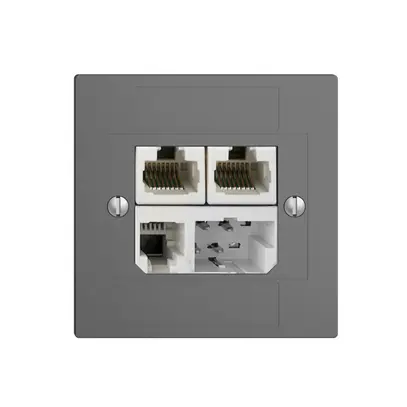Scatola INC T+T/2×RJ45/RJ11/u ADSL ITplus EDIZIOdue grigio scuro 