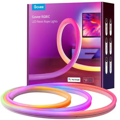 Ruban néon LED Govee, blanc, 3 m, RGBIC, Matter 