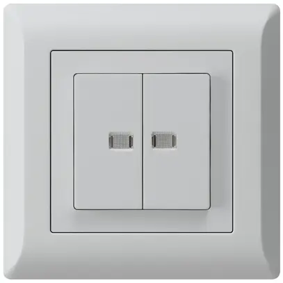 Interruttore pulsante luminoso INC kallysto.line 1/3+3/1 2 lenti grigio chiaro 