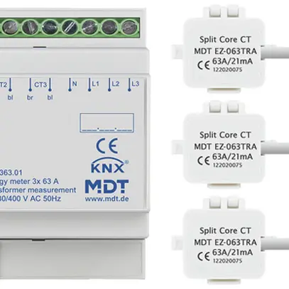 Contatore d'energia KNX AMD MDT EZ-0363.01 1L/3L 63A convertitore 4UM 