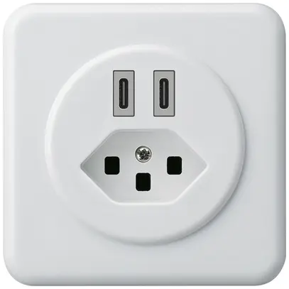 Presa di carica USB INC Hager basico C-C 20W+T23 5V 86×86mm bianco 