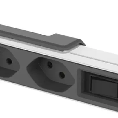 Steckdosenleiste PowerBar 2×T13, 2×USB, Kinderschutz, mit Schalter, grau/weiss 