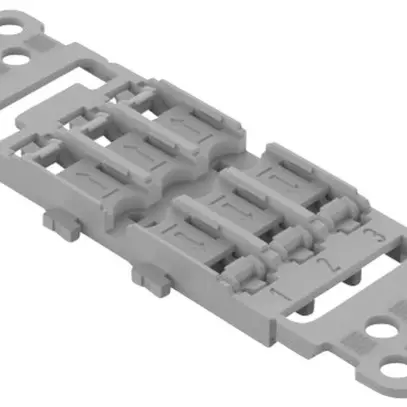 Befestigungsadapter WAGO mit Zugentlastung 6×4mm² Rastfuss grau 