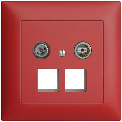 Prise multimédia 19dB ENC Edue FMI, prise d.passage, pour 2×RJ45 Keystone, berry 